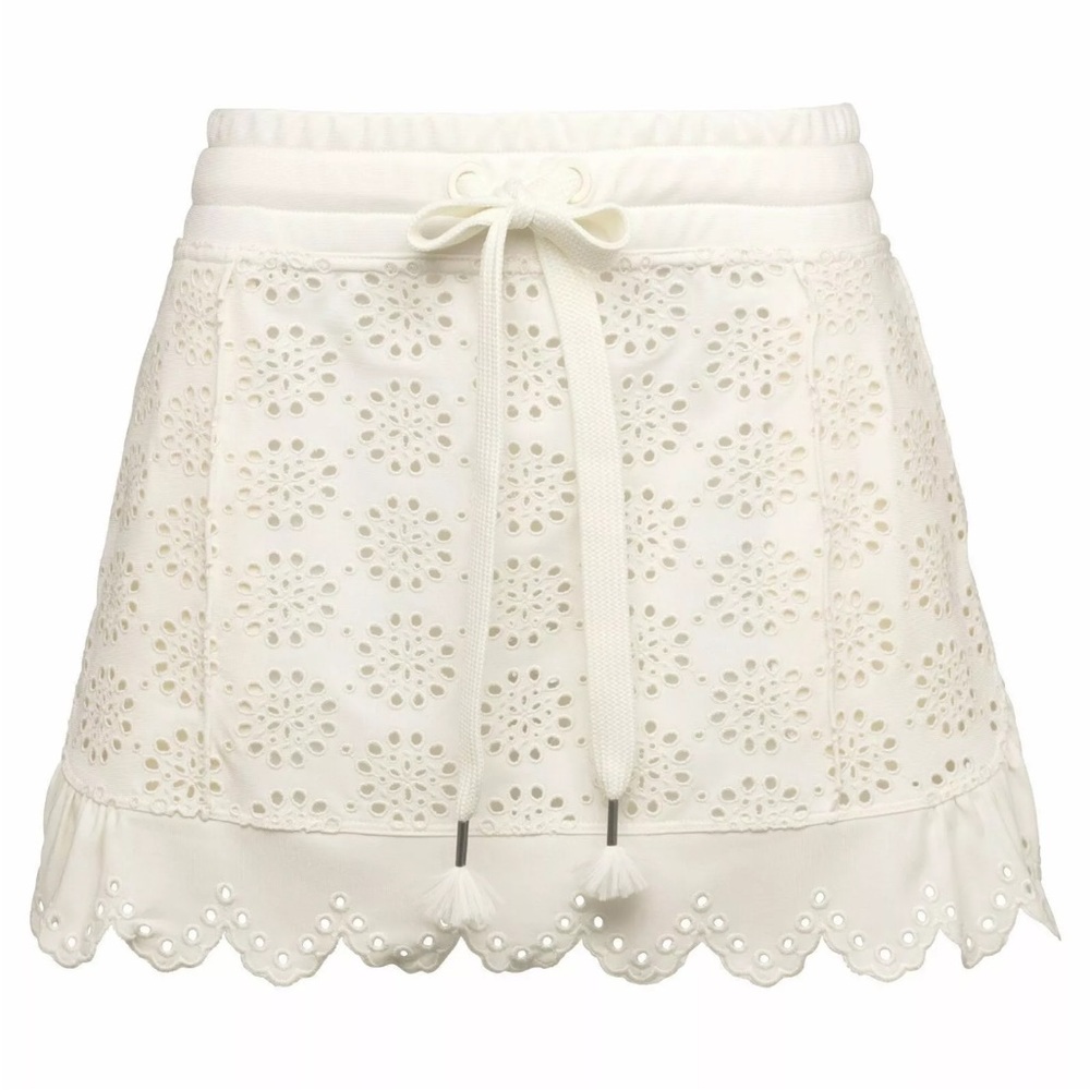 FENTY X PUMA ENGLISH EMBROIDERY MINI SKIRT WITH SEXY SIDE SNAPS VANILLA ICE SZ S